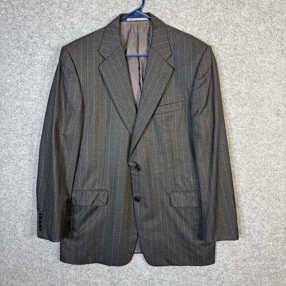 Loro Piana Hickey Freeman Mens Suit Coat Gray Pin Stripe Size 42R - Picture 1 of 14